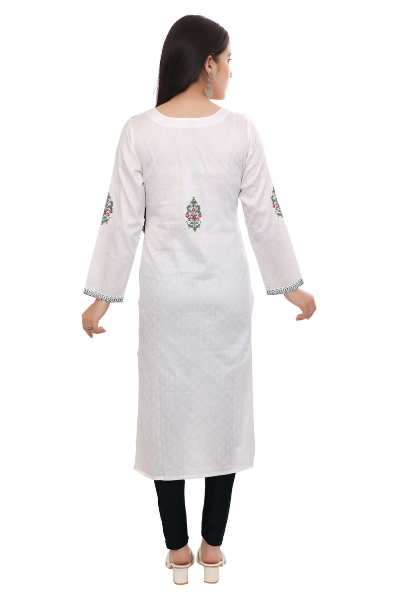 White Green Block Print Kurta