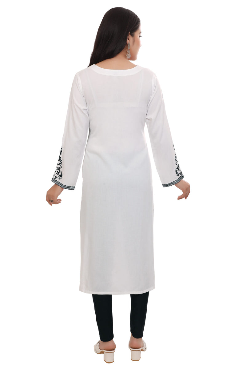 White V Pattern Embroidery – Neckline & Sleeves