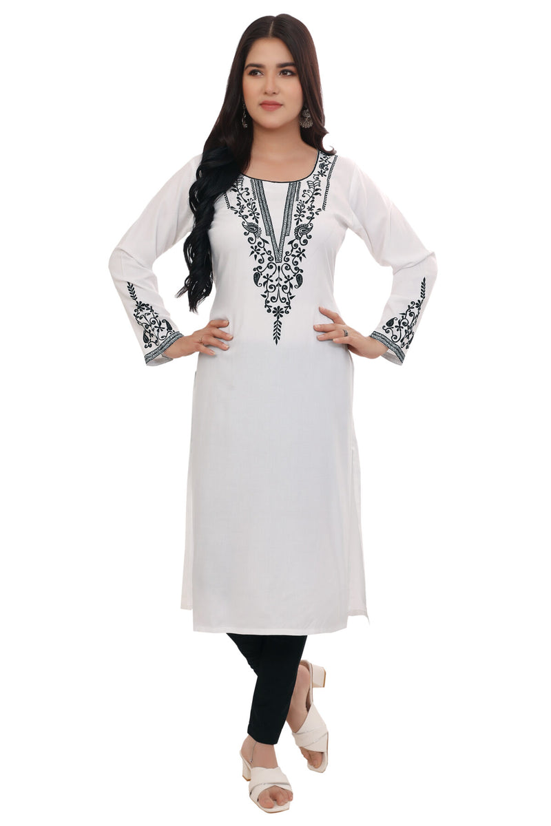 White V Pattern Embroidery – Neckline & Sleeves
