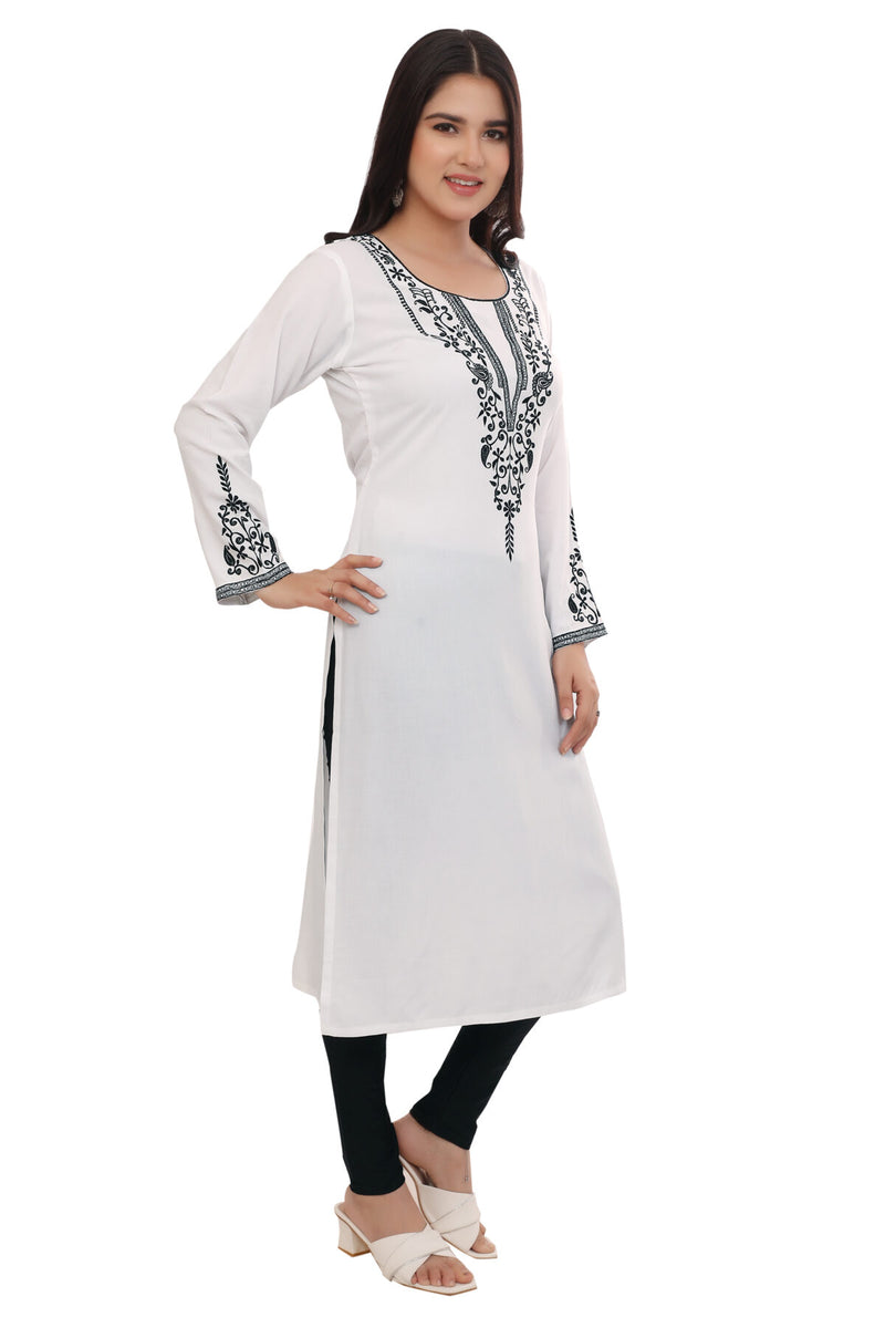 White V Pattern Embroidery – Neckline & Sleeves