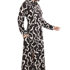 Ribbon Print Maxi Dress