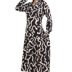 Ribbon Print Maxi Dress