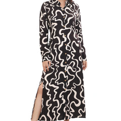 Ribbon Print Maxi Dress