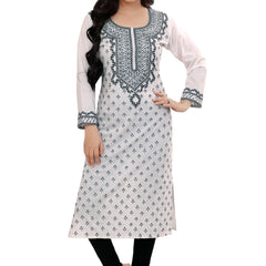 White All Over Embroidered Kurta