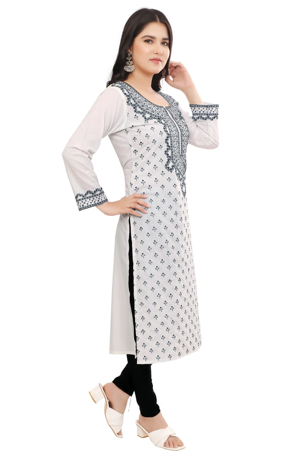 White All Over Embroidered Kurta