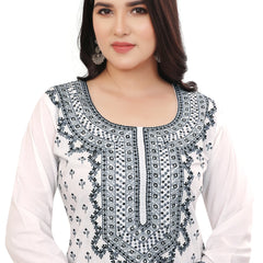 White All Over Embroidered Kurta