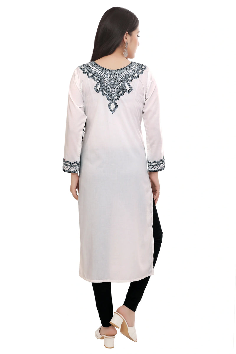 White All Over Embroidered Kurta