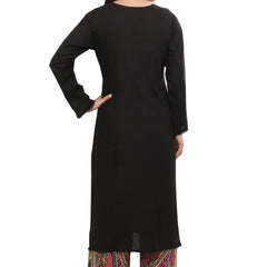 Black Pleated V Neck Kurta