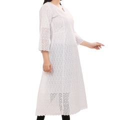 White Cotton Schiffli Kurta