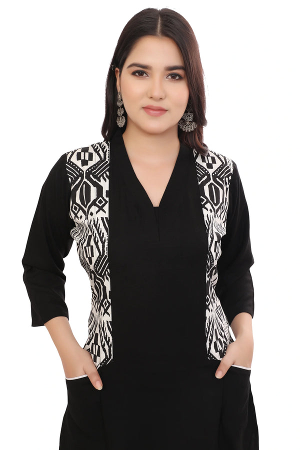 Black Jacket Style Kurta