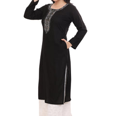 Black Kurta with Neck Embrodiery