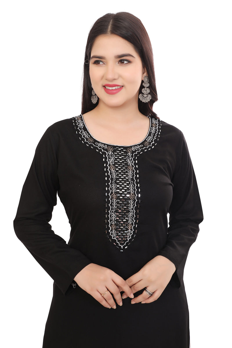 Black Kurta with Neck Embrodiery