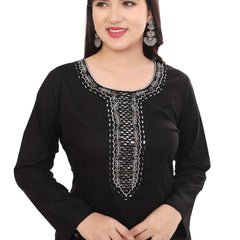 Black Kurta with Neck Embrodiery