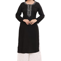 Black Kurta with Neck Embrodiery