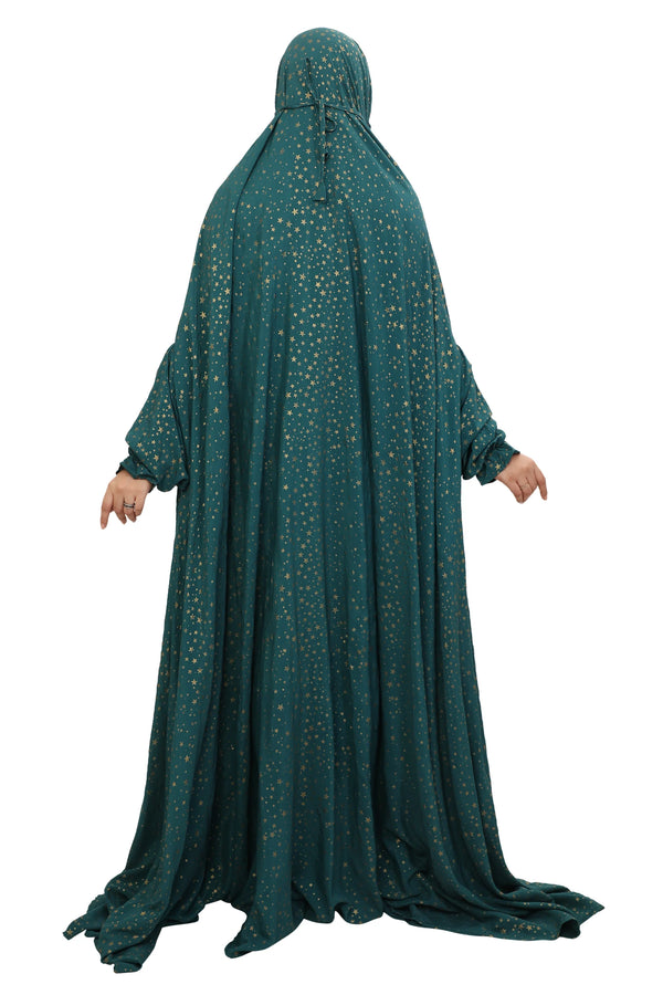 Green Sitara Flare Full Length Namaz Dress