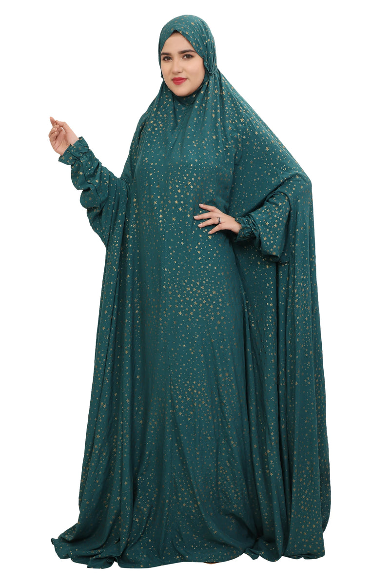 Green Sitara Flare Full Length Namaz Dress