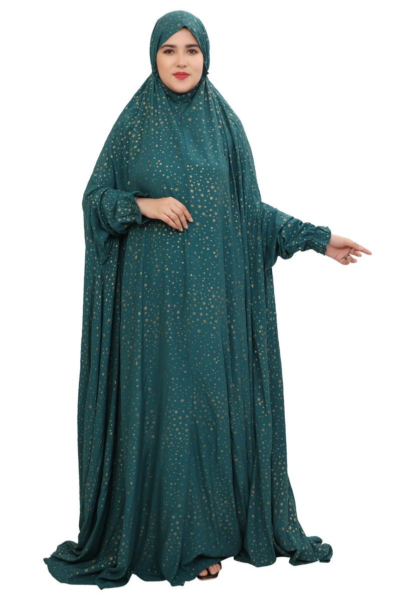 Green Sitara Flare Full Length Namaz Dress