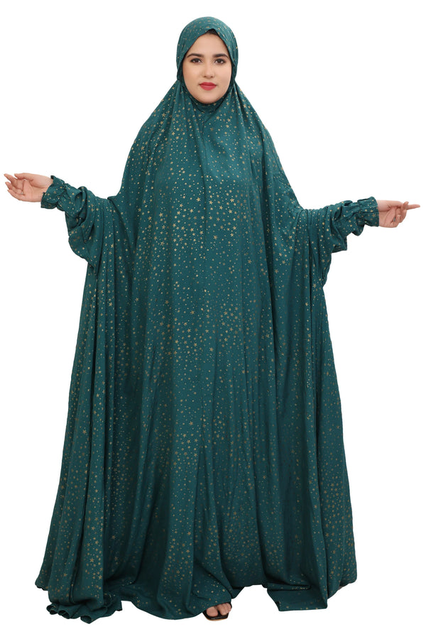 Green Sitara Flare Full Length Namaz Dress