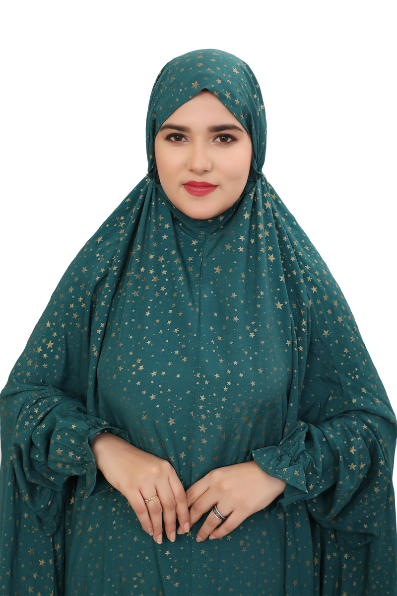 Green Sitara Flare Full Length Namaz Dress