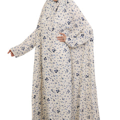 Blue N White Floral  Flare Full Length Namaz Dress