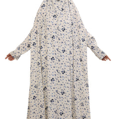 Blue N White Floral  Flare Full Length Namaz Dress