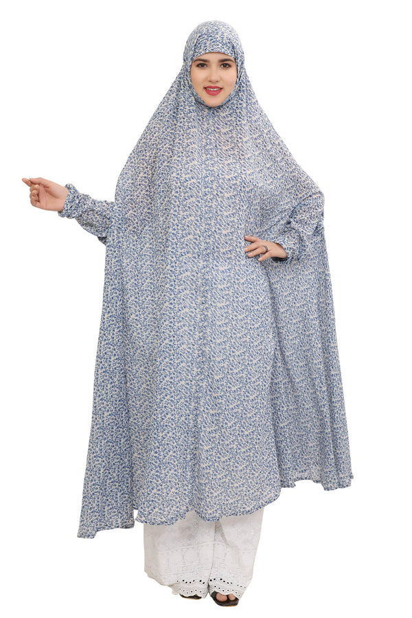 Floral Printed Flare Knee Length Namaz Dress