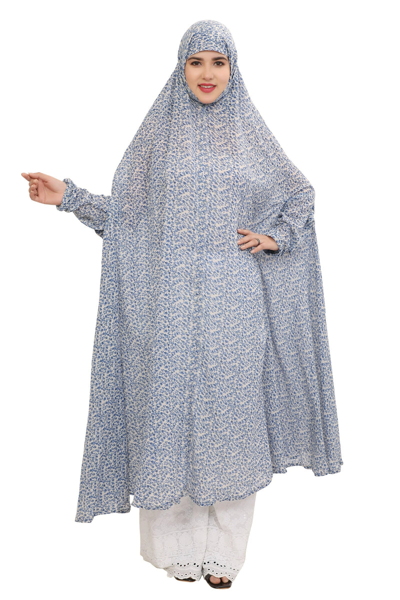 Floral Printed Flare Knee Length Namaz Dress