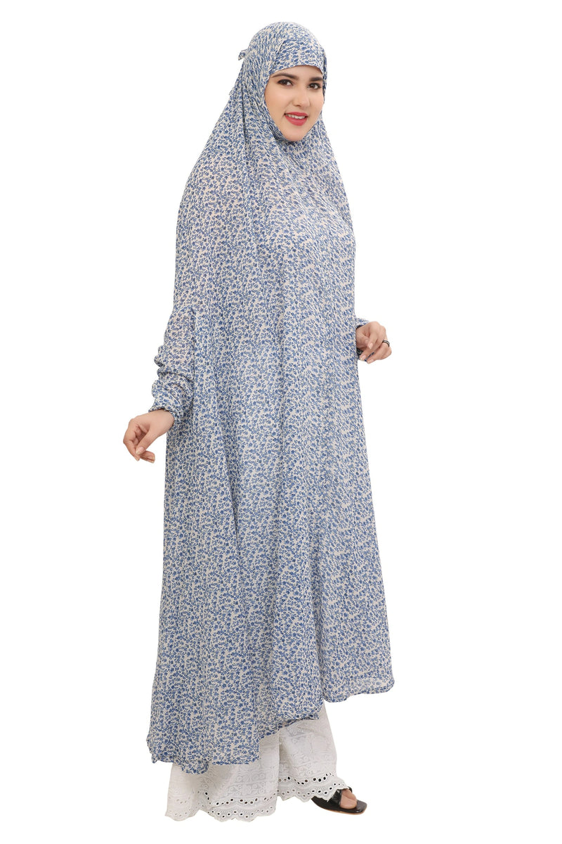 Floral Printed Flare Knee Length Namaz Dress