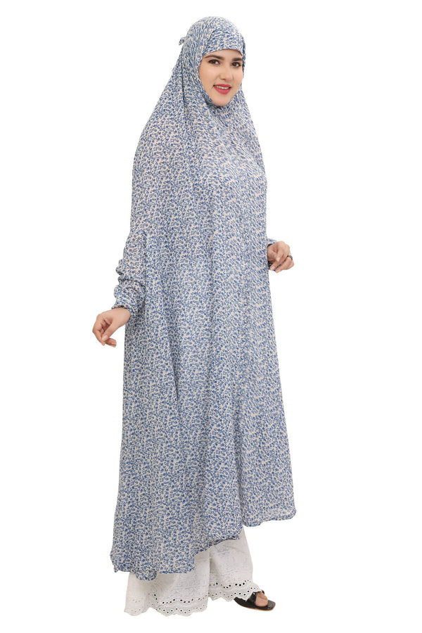 Floral Printed Flare Knee Length Namaz Dress