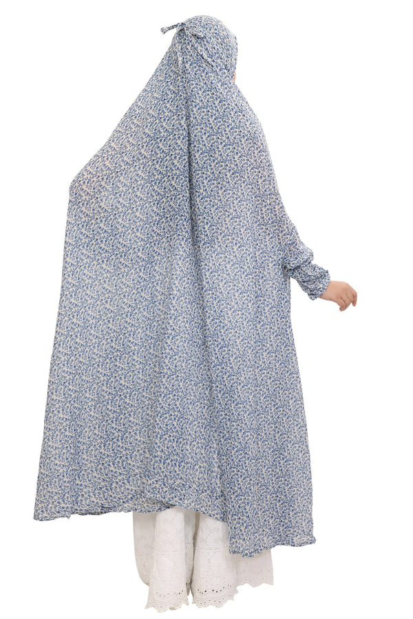 Floral Printed Flare Knee Length Namaz Dress