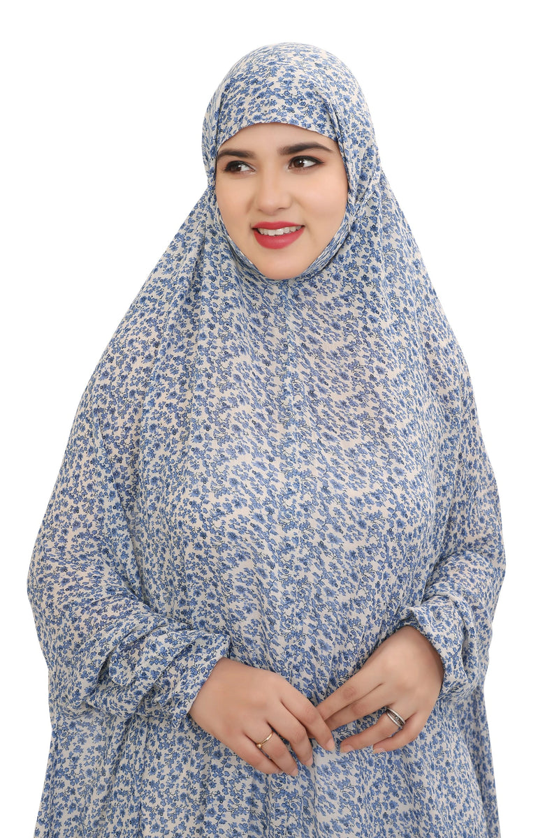 Floral Printed Flare Knee Length Namaz Dress