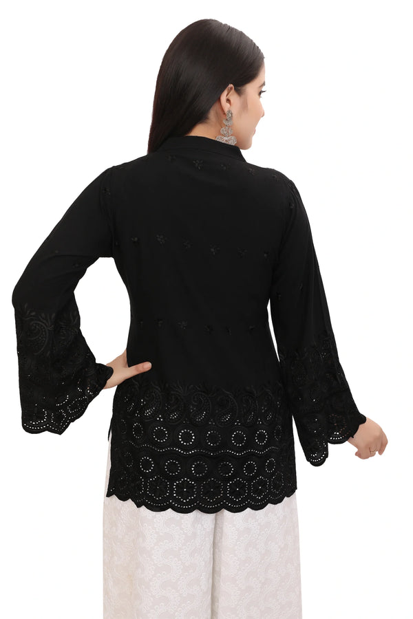 Schiffli Black Tunic