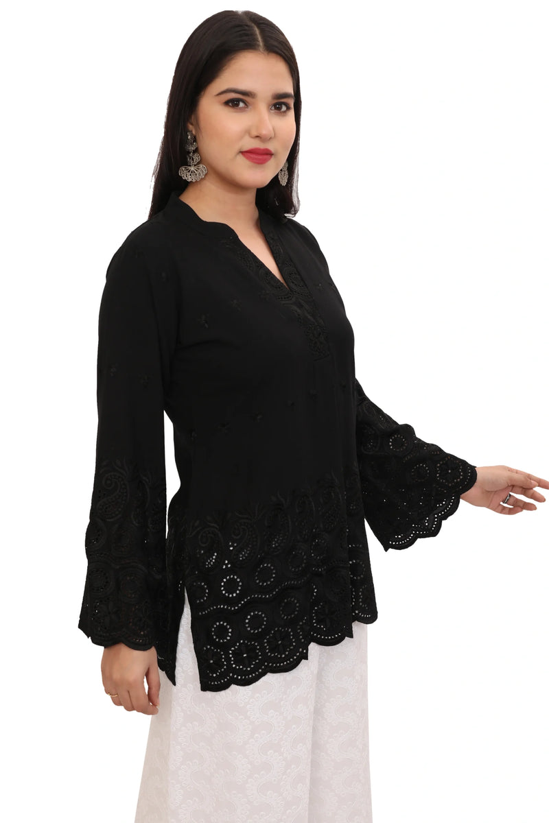 Schiffli Black Tunic