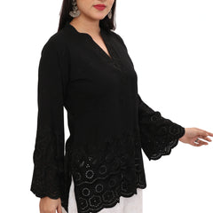 Schiffli Black Tunic