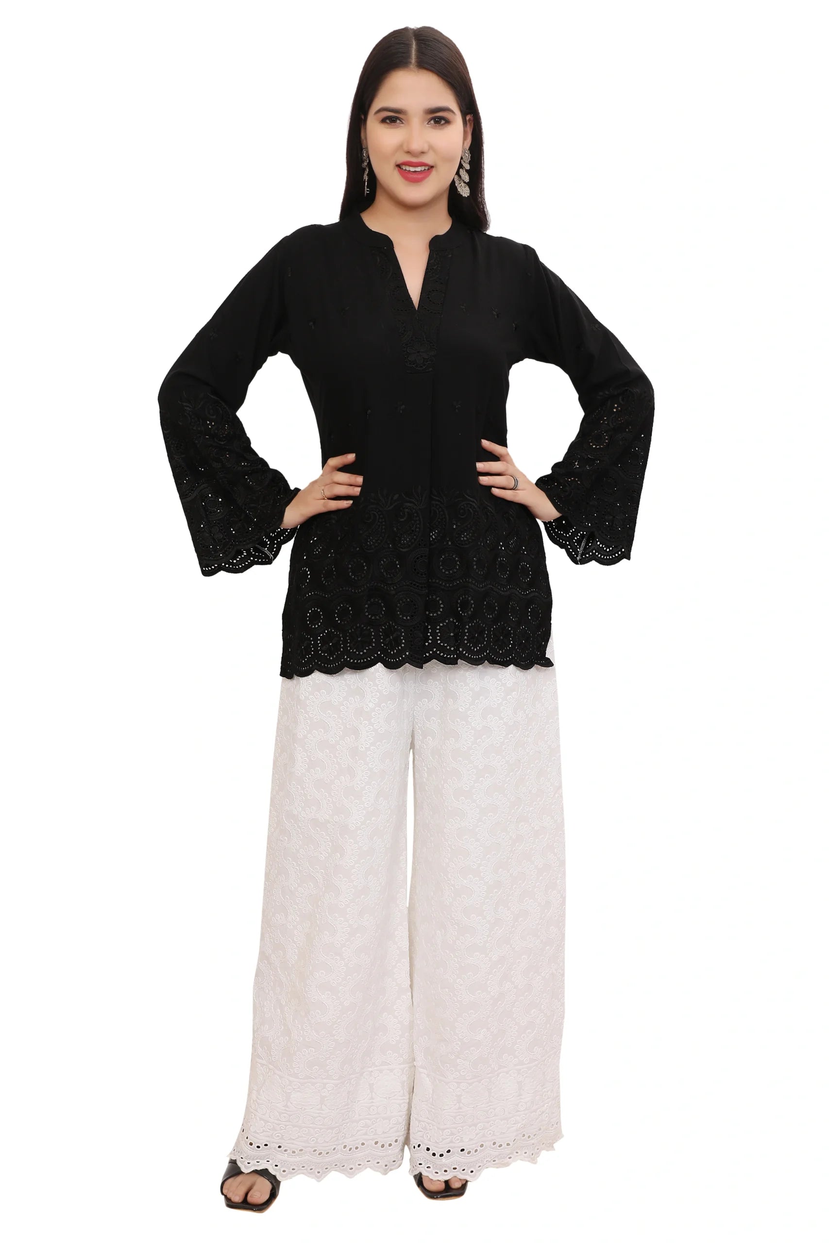 Schiffli Black Tunic